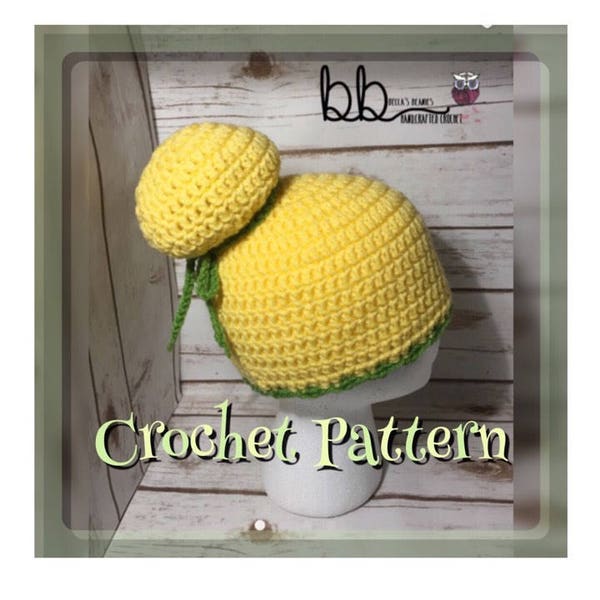 Fairy Beanie With Bun - PDF PATTERN - Crochet - Sizes Newborn to Adult
