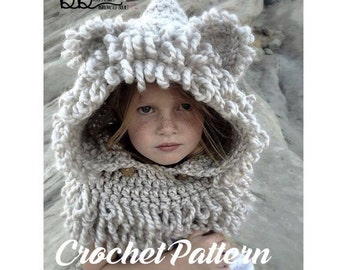 Tenderhearted Lion Hooded Cowl - PATTERN ONLY - Crochet - size Toddler, Child, Adult