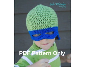 TMNT with eye mask - PATTERN ONLY - Crochet - Size Newborn - Adult