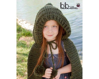 Hooded Cape - PATTERN ONLY - Crochet - Size 6 month to Adult