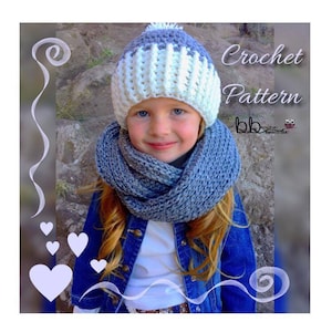 Infinity Scarf & Beanie Set - PATTERN ONLY- Crochet - Size Toddler, Child, Adult