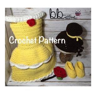 Princess Dress Set -  PATTERN ONLY - Crochet - Sizes: 0-3 month, 3-6 month, 6-9 month, 9-12 month