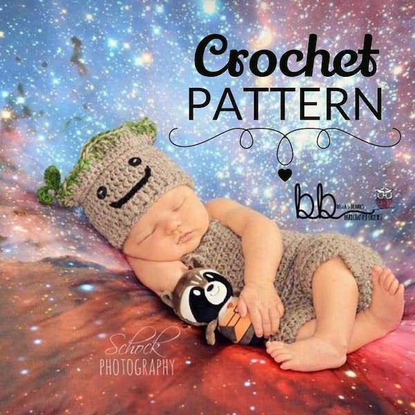 Baby Tree Inspired Set - PATTERN ONLY - Crochet - Size Newborn, 0-3 month, 3-6 month, 6-9 month, 9-12 month