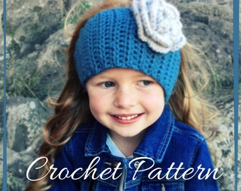 Headband with a Rose PATTERN ONLY- Crochet - Size Toddler, Child, Adult