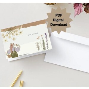 Flowers &quot;Just Because&quot; Greeting Card - Digital Download - Print at Home