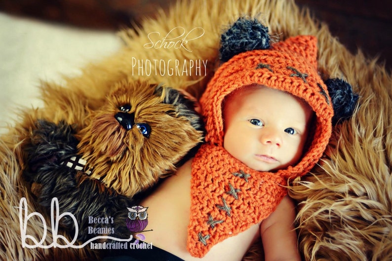 Child to Adult size Ewok Crochet Hood crochet made to order