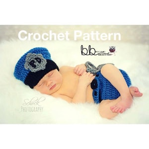 Policeman Newborn Set - PDF PATTERN Crochet
