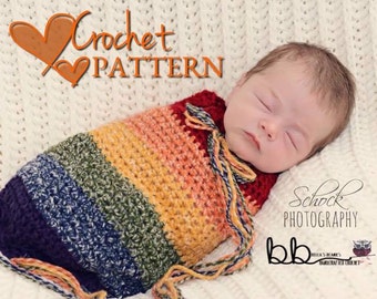 Rainbow Swaddle Sack - CROCHET PATTERN ONLY - Newborn Size