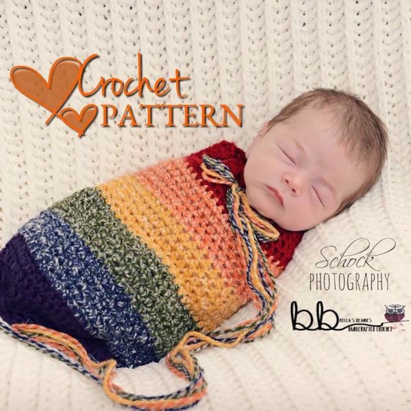 Rainbow Swaddle Sack - CROCHET PATTERN ONLY - Newborn Size