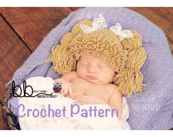 Cabbage Patch Beanie - PATTERN ONLY - Crochet - Size Newborn to Adult
