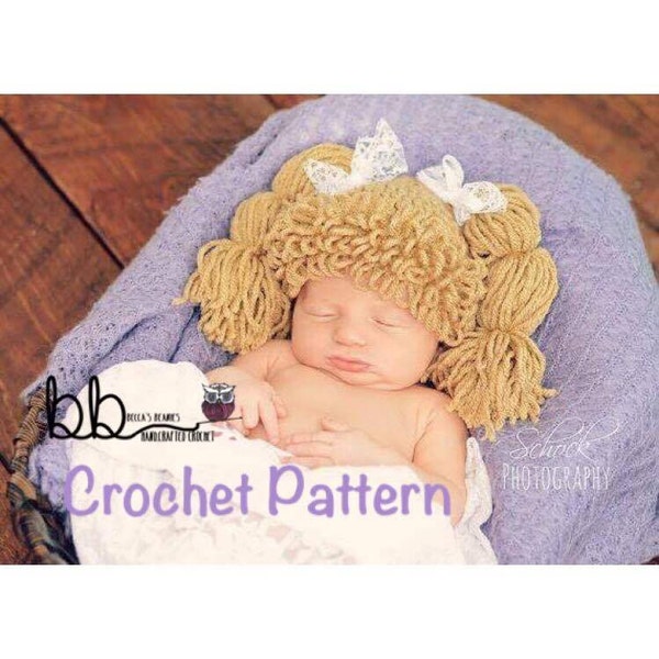 Cabbage Patch Beanie - PATTERN ONLY - Crochet - Size Newborn to Adult