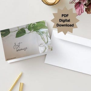 Carte de voeux « Juste parce que » plante Pothos - téléchargement numérique - impression à la maison