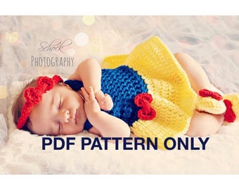 Princess Dress Set - PDF PATTERN ONLY - Crochet - Size Newborn to 12 month