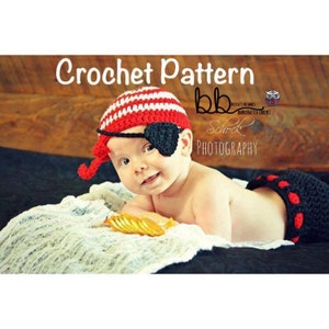 Pirate Set - PATTERN ONLY - Crochet - Size 0-3 month. 3-6 month, 6-9 month, 9-12 month