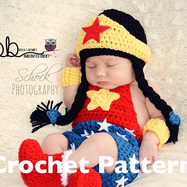 Super Hero Set -  PATTERN ONLY - Crochet - Size Newborn - 12 month