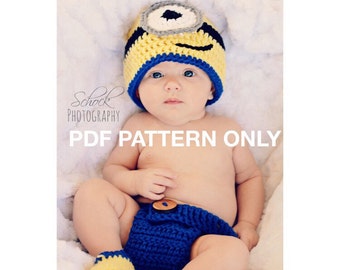Minion baby set 3 Piece - PDF PATTERN ONLY - Crochet - Size 0-3 Month