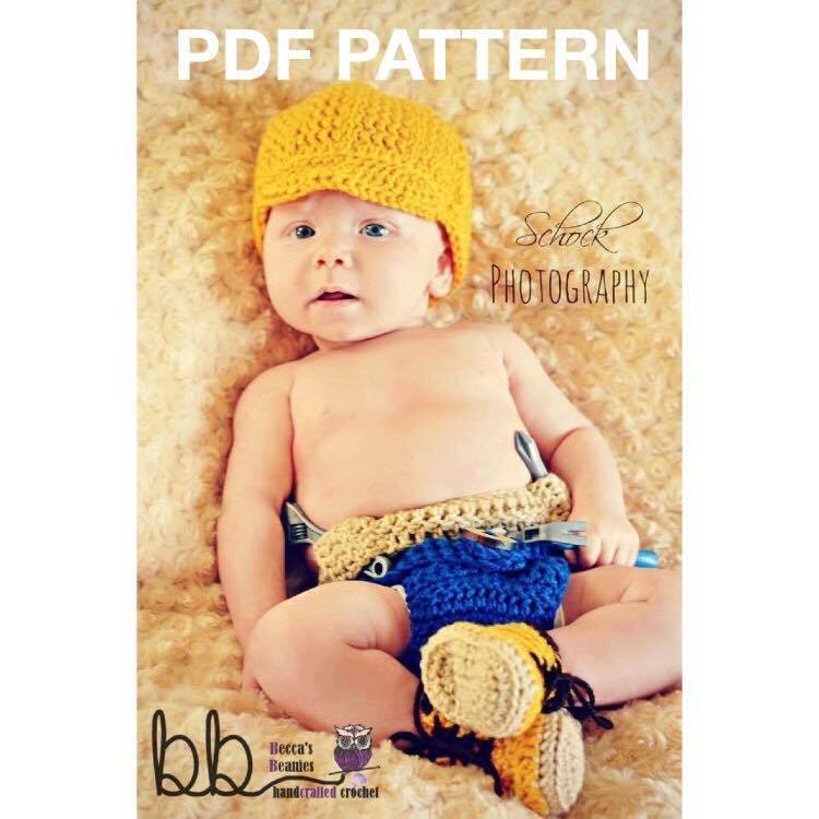 Construction Worker Set - PDF PATTERN Crochet - 0-3 Month Size - Etsy