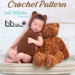 Bonnet & Romper Phot Prop -  PATTERN ONLY - Crochet - Newborn Size