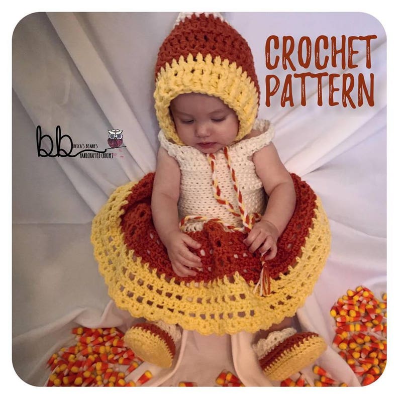Candy Corn Dress Set PATTERN ONLY Crochet Sizes 03 Etsy