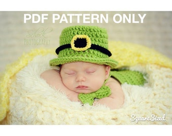 Leprechaun 3 piece set - PDF PATTERN ONLY - crochet - Newborn (sizing hints for up to 12 month)