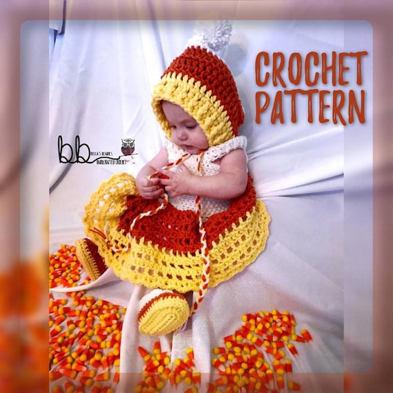 Candy Corn Dress Set PATTERN ONLY Crochet Sizes: 0-3 Month, 3-6 Month, 6-9  Month, 9-12 Month, 12-18 Month, 18-24 Month 