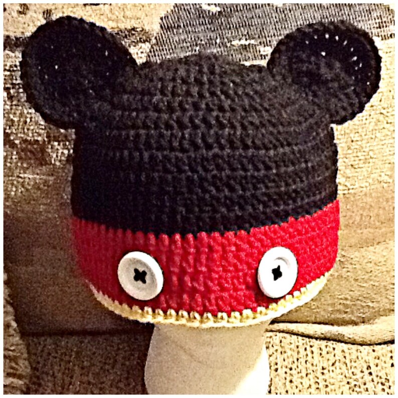 Crochet Mickey Mouse Beanie All Sizes Made to order Etsy