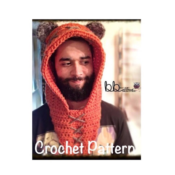 Wookie/Ewok Hood - MOTIF SEULEMENT - Crochet - Tailles : 0-3 mois, 3-6 mois, 6-9 mois, 9-12 mois, tout-petit, enfant, petit adulte, grand adulte