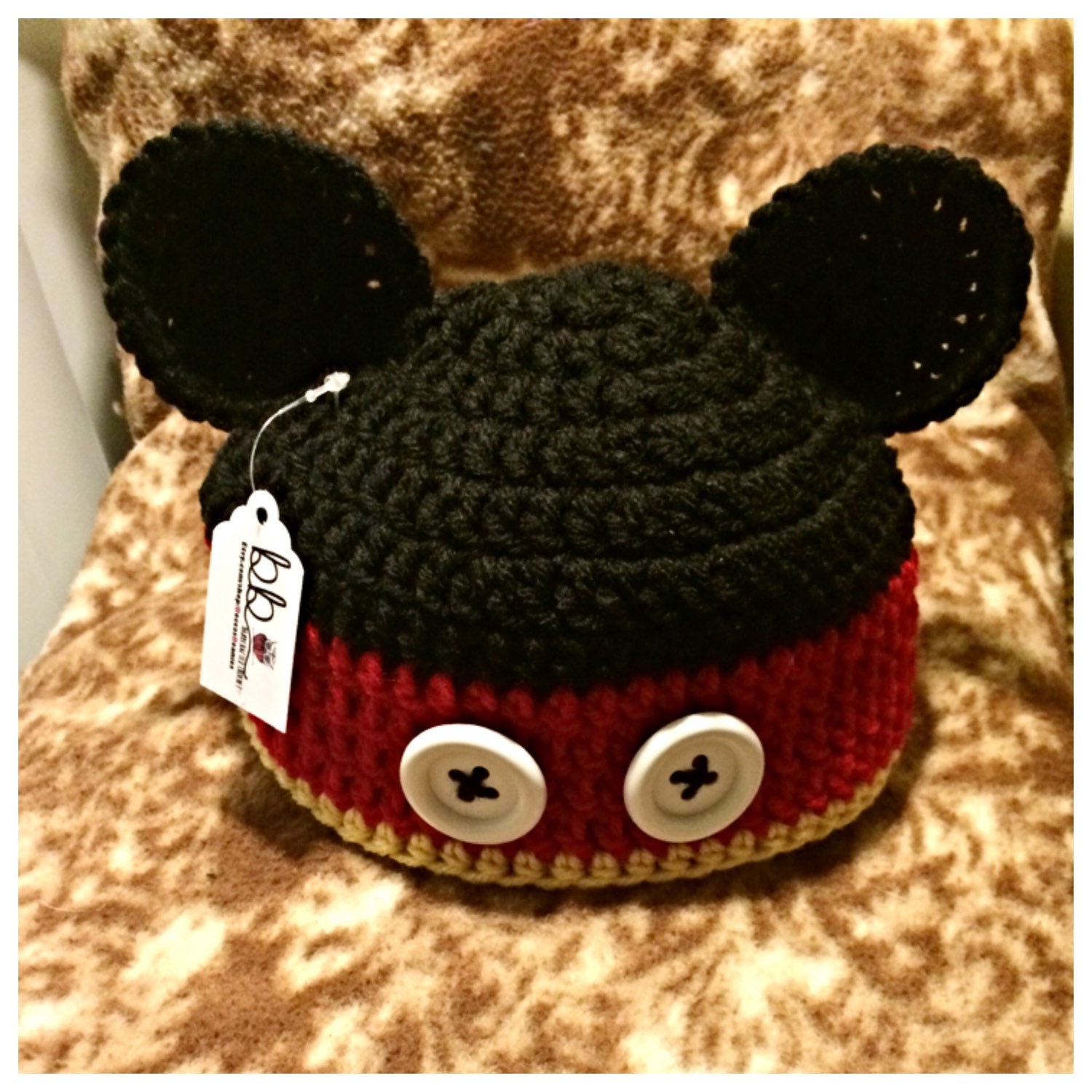 Crochet Mickey Mouse Beanie All Sizes Made to order Etsy