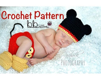 Mouse Baby Set - PATTERN ONLY - Crochet - Size Newborn-12 month