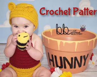 Bear Inspired Baby Outfit - PATTERN ONLY - Crochet - Size Newborn-12 month