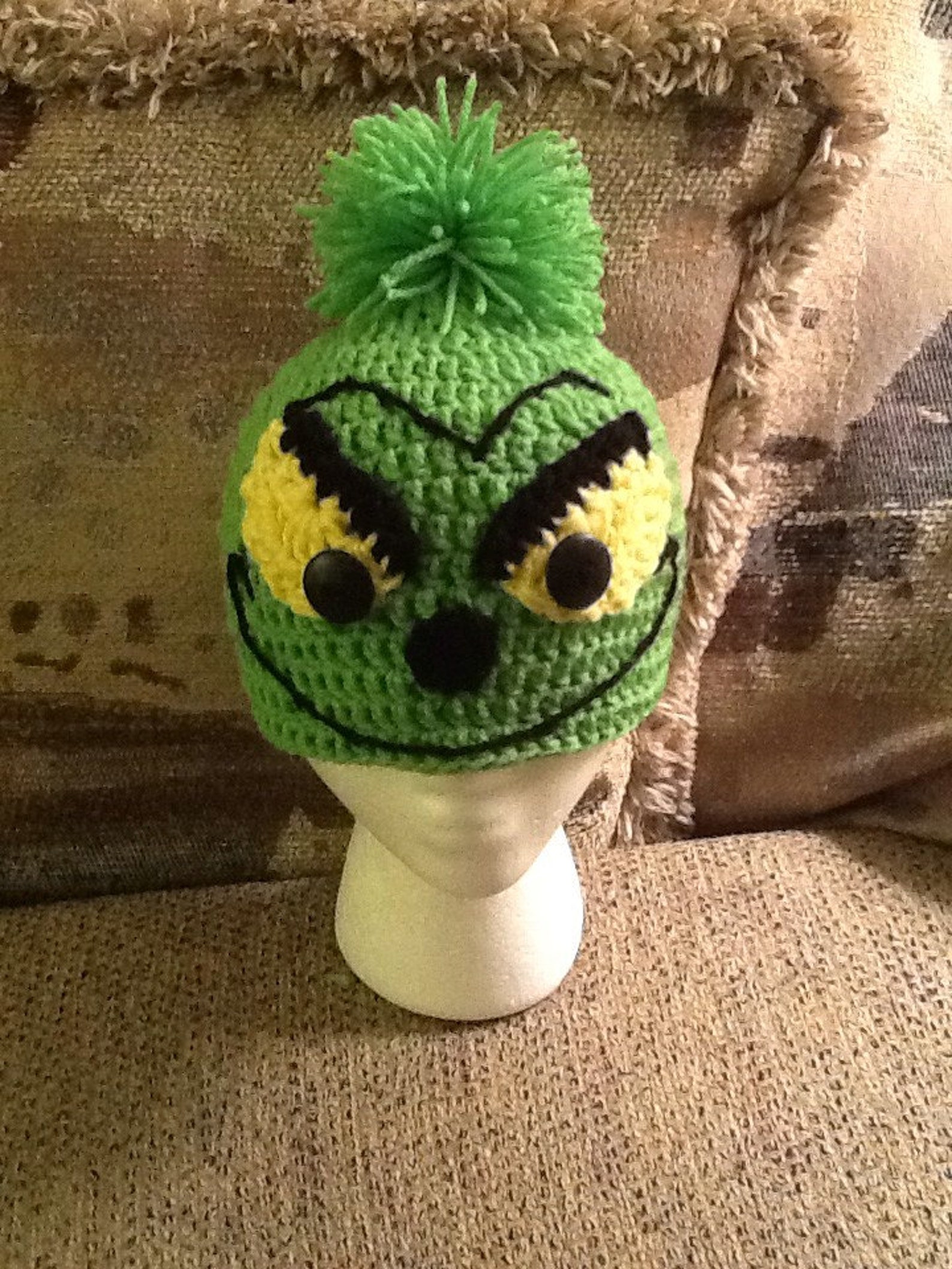 The Grinch crochet beanie all sizes made to order Etsy