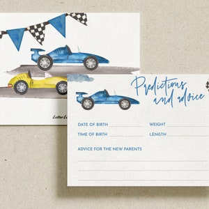 Race Car Printable Shower Game, Baby Predictions & Advice, Game for Guests, Baby Boy Shower | Instant Download, Editable Template, Digital