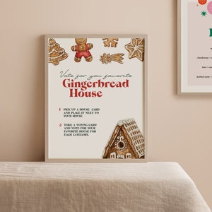 Gingerbread House Voting Table Sign Template, Christmas Gingerbread Party Table Sign, Christmas Baking Printable Sign | Editable Invite