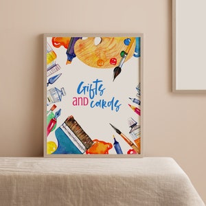 Kunst Party Tischschild, Kunst Geburtstagsparty, Malparty Schild, KinderMalparty | Druckbare Einladung, Sofortiger Download, vollständig bearbeitbare Vorlage