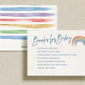Libros de Sol y Arco Iris para Bebé, Tarjeta de Solicitud de Libro, Libros para Tarjeta de Bebé, Boho Rainbow Baby Shower / Descarga Instantánea, Inserto Imprimible