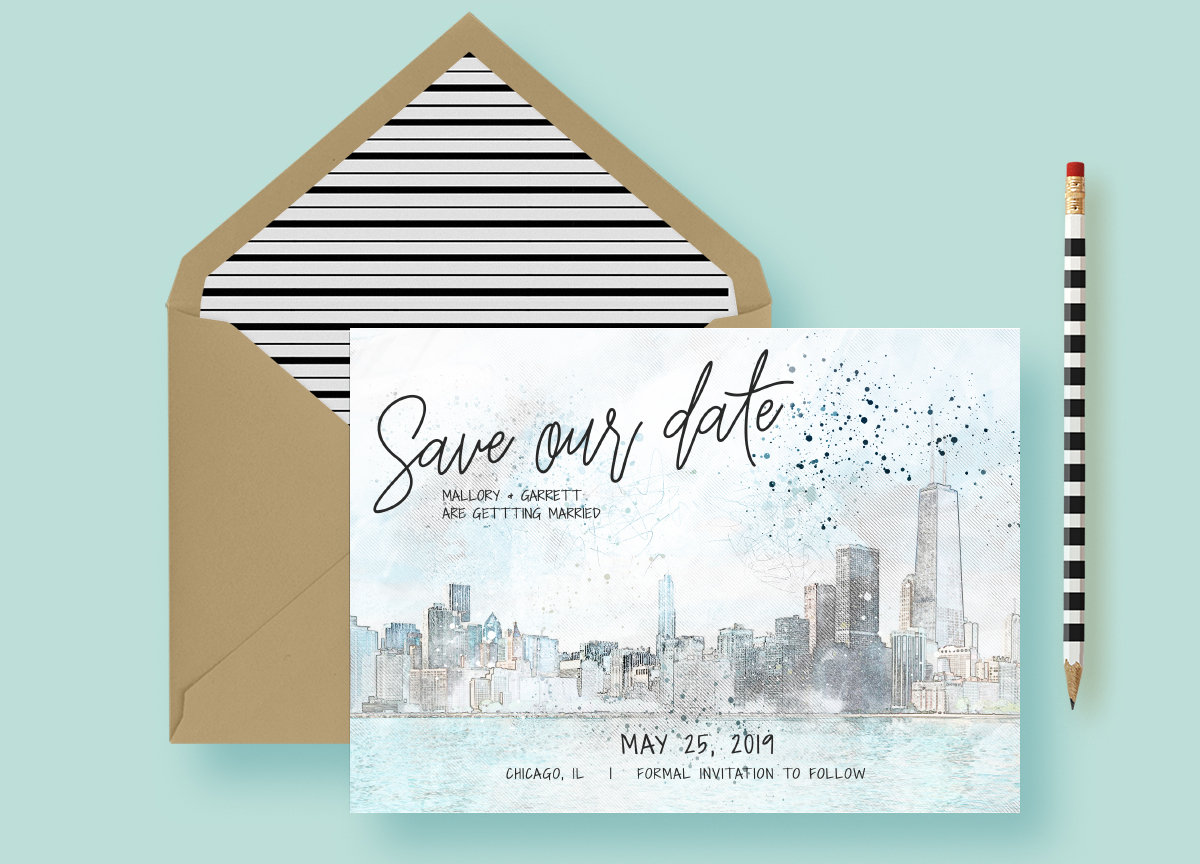 chicago save the date template no photo save the date rustic