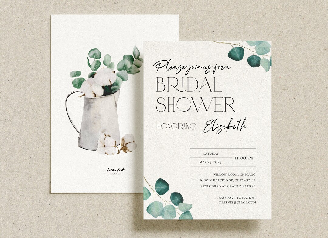 Bridal Shower Invitation Eucalyptus Bridal Shower Invite Shower Invitation Pack of 10 Cards 2