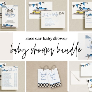 Race Car Baby Shower Bundle, Racing Baby Shower Invitation Bundle, Baby Shower Games Bundle | Editable Template, Instant Download, Digital