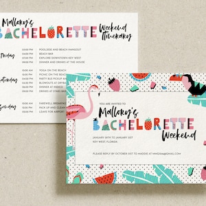 Tropical Bachelorette Invitation, Bachelorette Party, Bachelorette Weekend, Weekend Itinerary  | Instant Download, Editable Digital Template