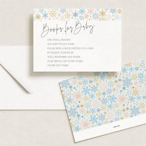 Inserts de baby shower de petit flocon de neige d’hiver, livres de baby shower d’hiver pour bébé, baby shower neutre, un petit flocon de neige | Entièrement modifiable