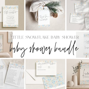 Little Snowflake Baby Shower Bundle, Winter Baby Shower Invitation Set, A Little Snowflake is On The Way Bundle, Winter Wonderland Template