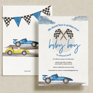Rennauto-Babyparty-Einladungen, Baby Boy Babyparty, Rennauto-Thema | Sofortiger Download, Einladungsvorlage, vollständig bearbeitbare Einladung