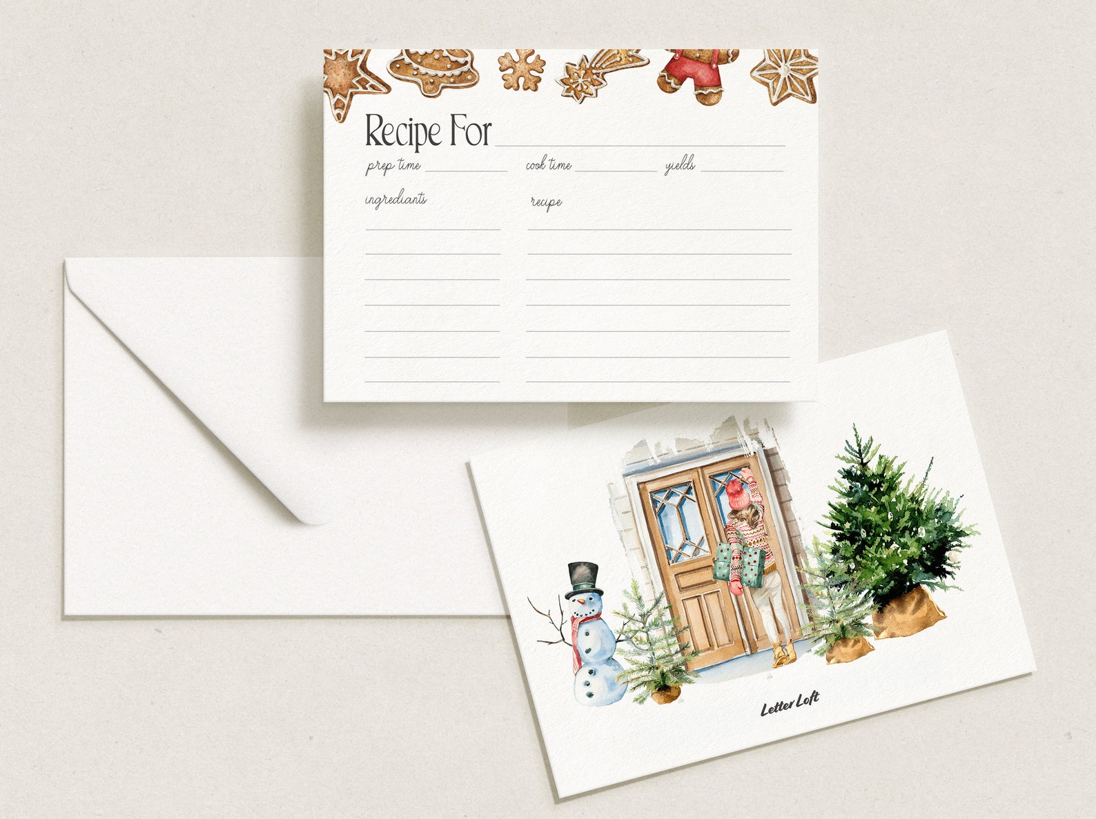 Editable Christmas Cookie Recipe Card, Holiday Recipe Card, Cookie ...