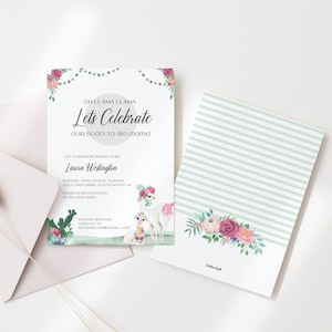 Llama Baby Shower Invitation Template, Girl Baby Shower Invite, Alpaca Baby Shower Invitation, Boho Shower | Editable File, Instant Download