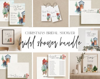 Christmas Bridal Shower Bundle, Holiday Bridal Shower Invitation Bundle, Bridal Shower Games Bundle | Editable Templates, Printable File