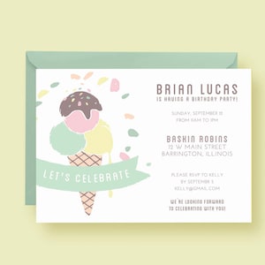 Ice Cream Party Invitation: Creamery Social, Sprinkles (PDF, JPG, SVG)