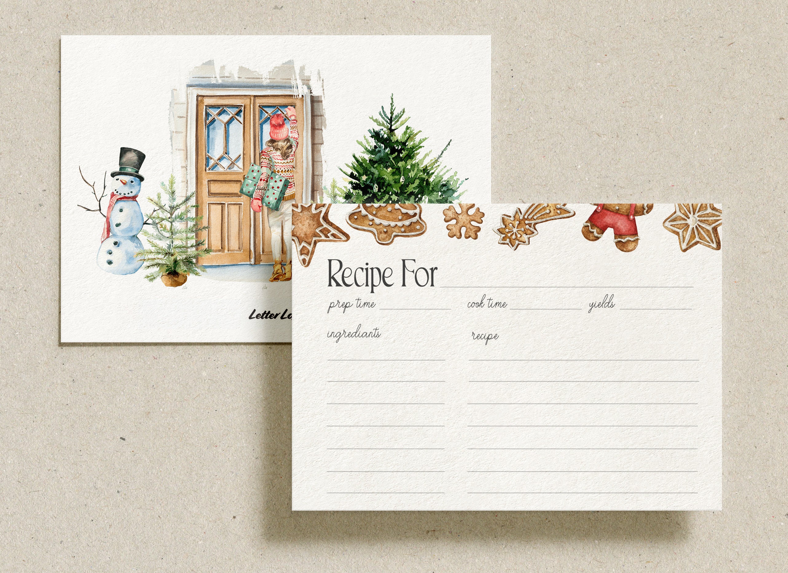 Editable Christmas Cookie Recipe Card, Holiday Recipe Card, Cookie ...