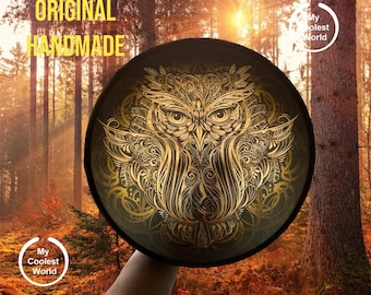 Shaman Drum ORIGINAL "Tree of Life" OWL Native Drum Percussion Instrument Meditation Wonderful Sound FREE Shipping