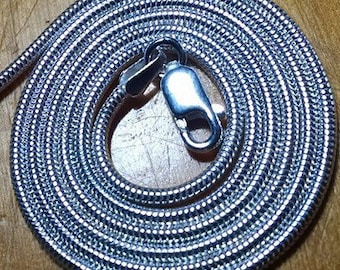 Sterling Silver Snake Chain: 30 inches x 1.9 mm (Silver or Midnight Black)