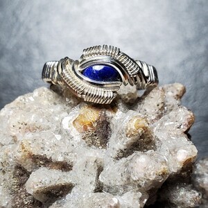 Wire Wrapped Ring: Lapis Lazuli Ring. Size 6! Wrapped in Sterling Silver